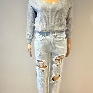 Dynamite Gray Boyfriend Top Relaxed Fit